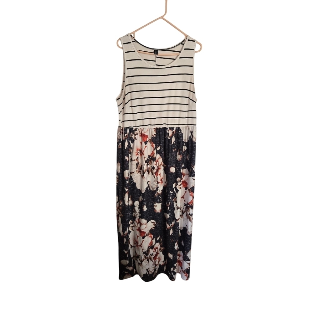 Shein Womens floral print Stripe Dress Plus size XXL